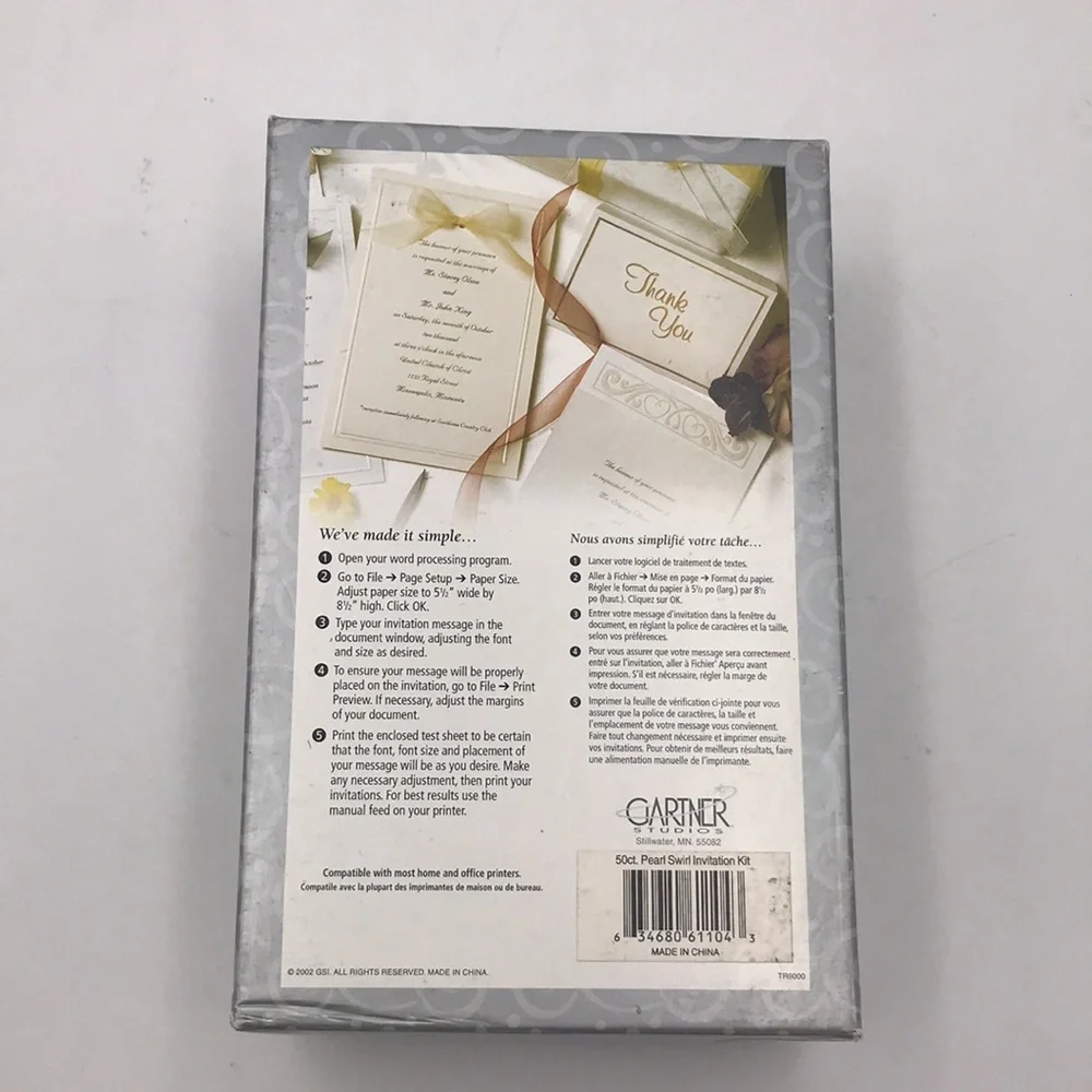 Gartner Wedding Invitations and Thank You Notes and Place Cards